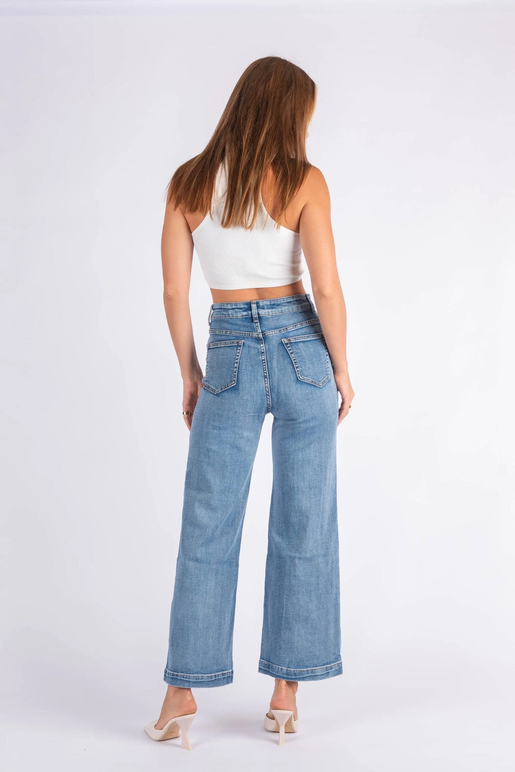 7107 Slice Pocket Wide Leg Jeans - Blue