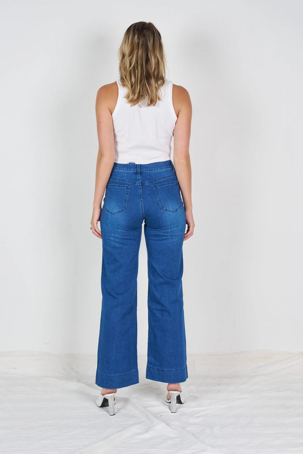 7145 Patch Pocket Wide Leg - Mid Blue