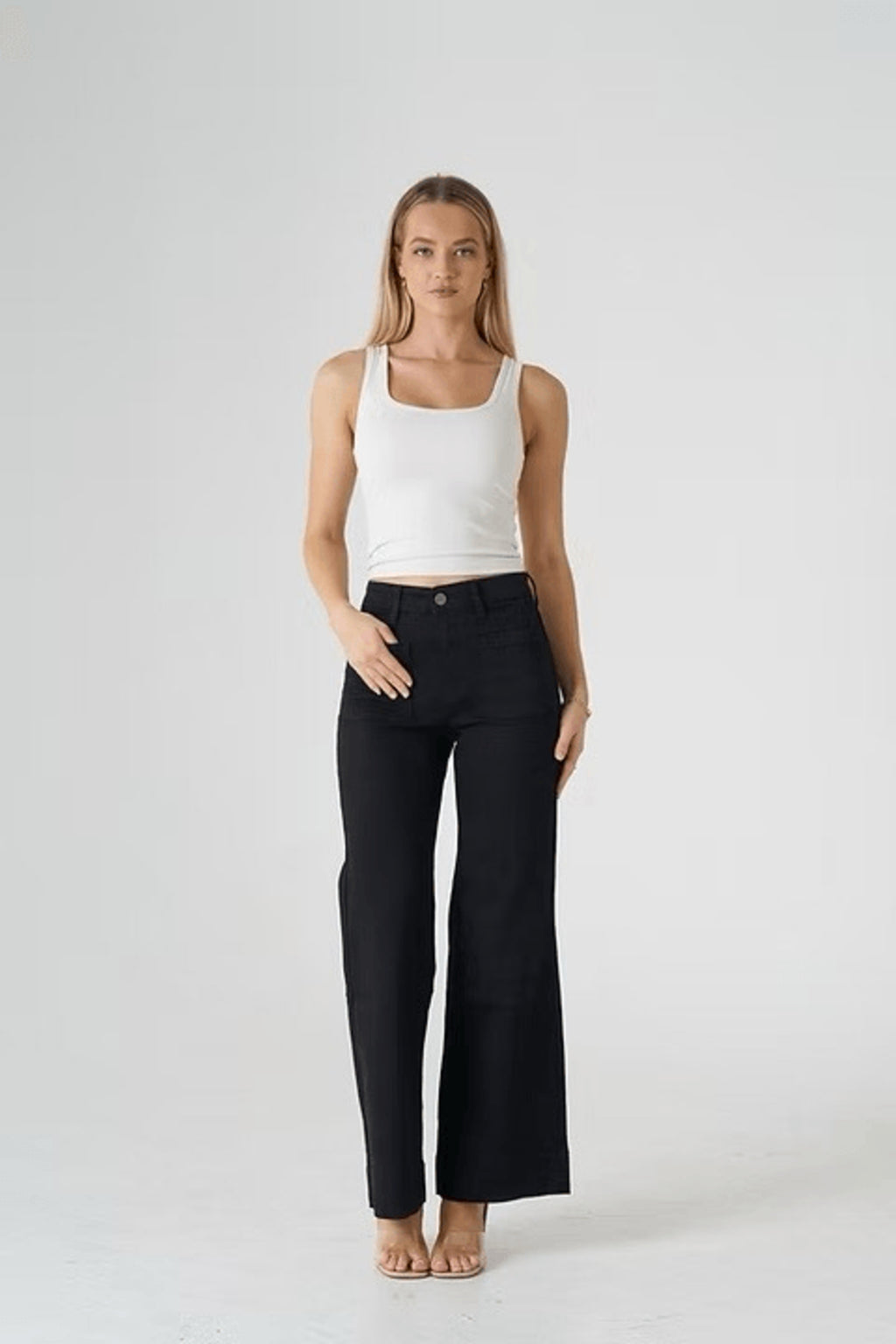 7150 Patch Pocket Wide Leg - Black