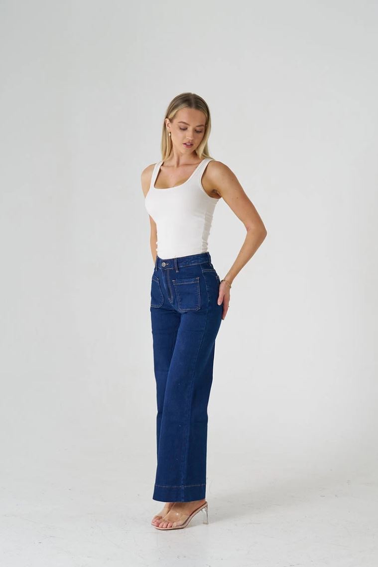 7156  Patch Pocket Jean - Dark