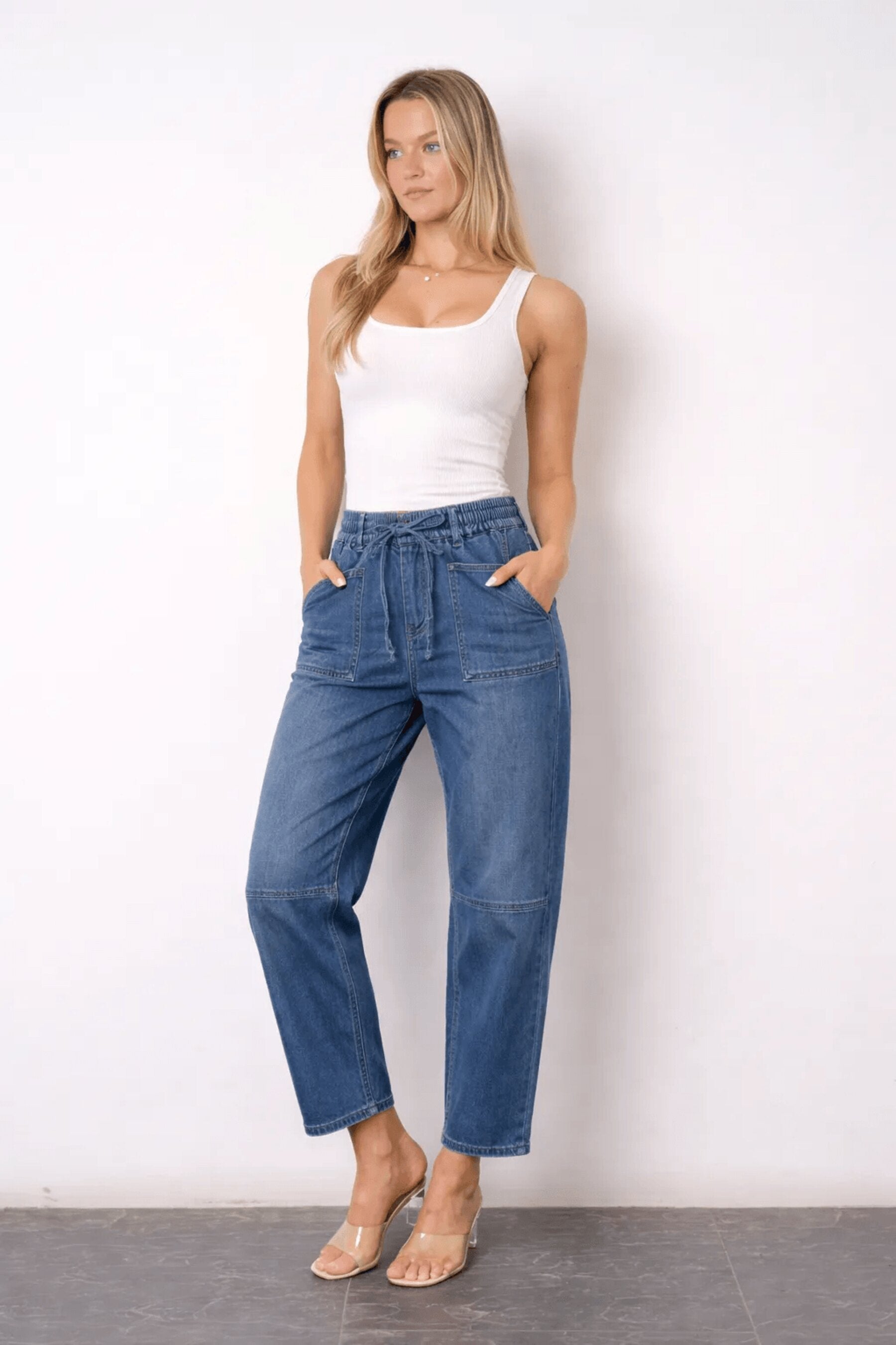 BA355 Barrel Jeans - Mid Blue