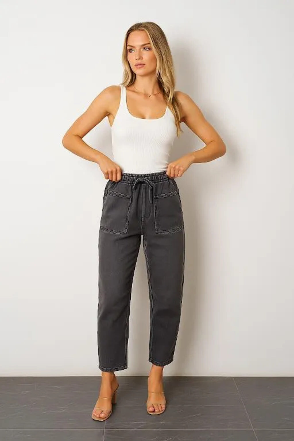 BA356 Barrel Jeans  - Black